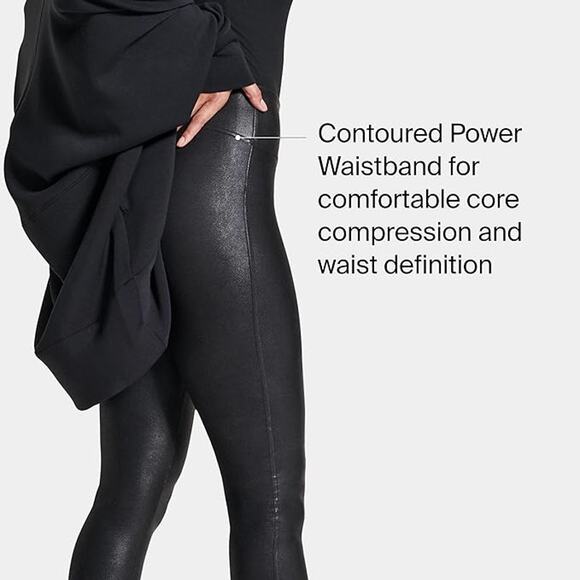 Spanx Faux Leather Leggings Women's Medium Tall High-Waisted Black Quiet Luxury - Picture 7 of 16